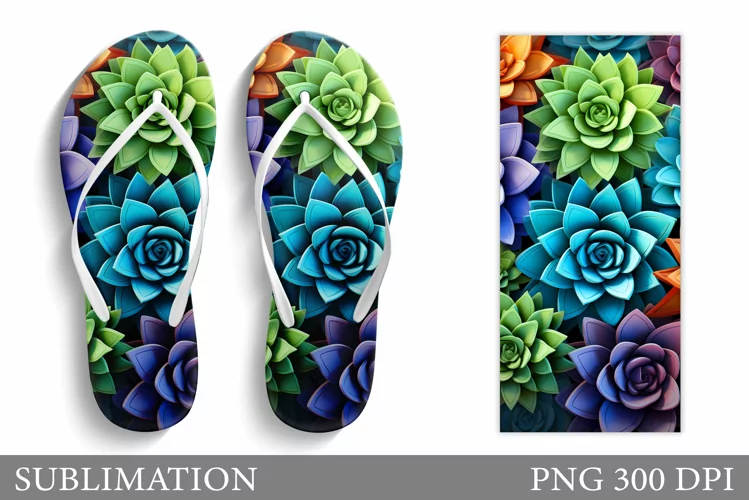 Succulents Flip Flop Design. Succulents Sublimation