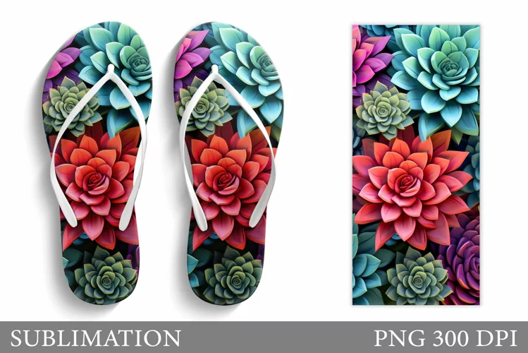 Succulents Sublimation. Succulents Flip Flop Design