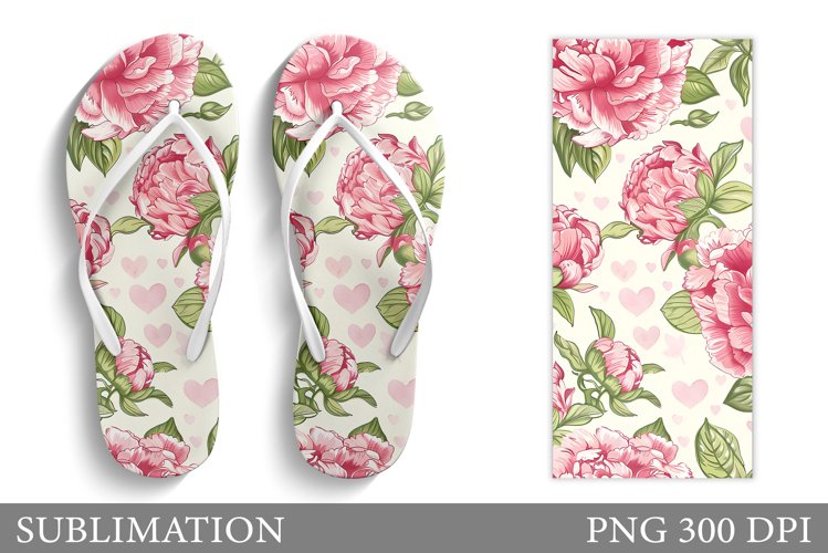 Flowers Flip Flop Sublimation. Floral Sublimation