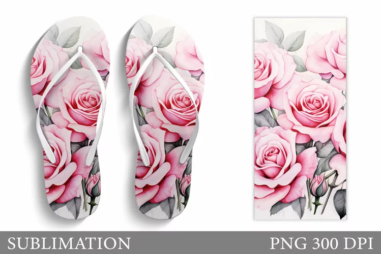 Roses Flip Flop Sublimation. Roses Sublimation