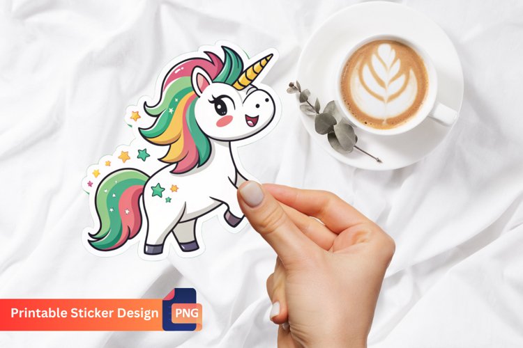 Flirty Unicorn Sticker, Kawaii Unicorn Sticker