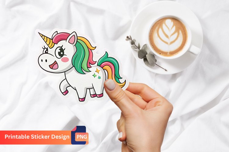 Flirty Unicorn Sticker, Kawaii Unicorn Sticker