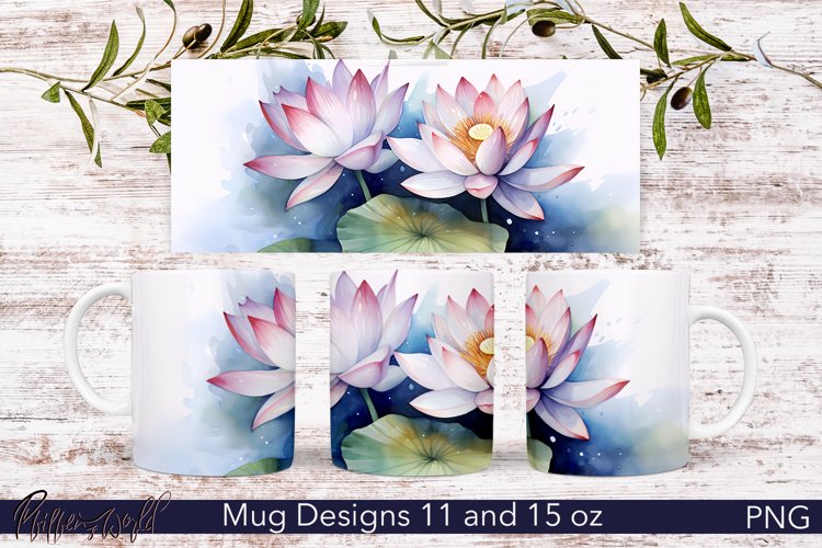 Floral Mug Wrap | Watercolor Lotus