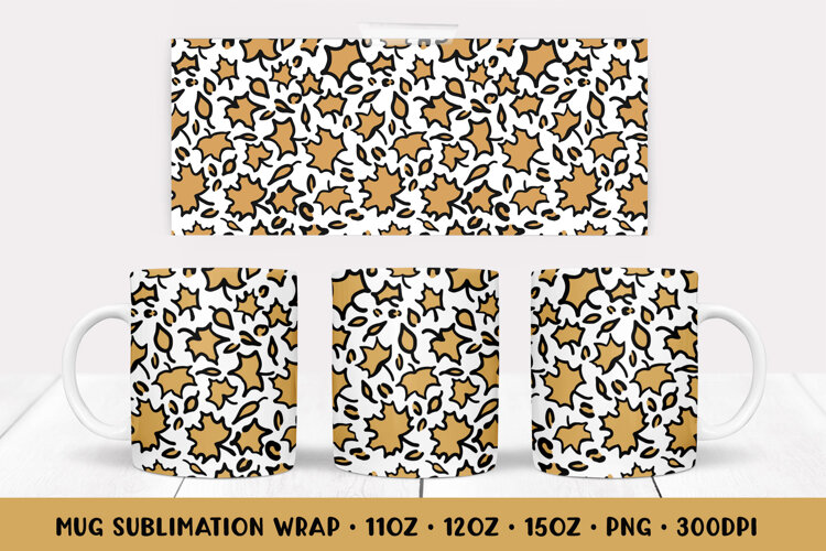 Fall Leopard Mug Wrap Sublimation Design. Autumn Mug Wrap 38 example image 1