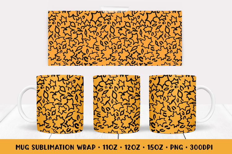 Fall Leopard Mug Wrap Sublimation Design. Autumn Mug Wrap 39
