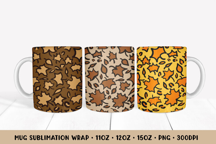 Fall Leopard Mug Wrap Sublimation Design. Autumn Mug Wrap 40 example image 1