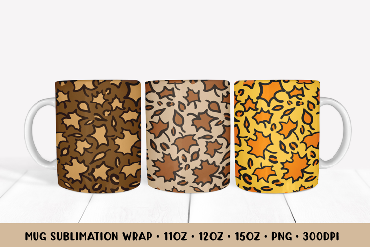 Fall Leopard Mug Wrap Sublimation Design. Autumn Mug Wrap 40