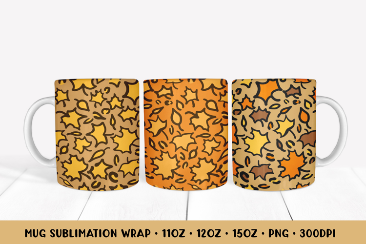 Fall Leopard Mug Wrap Sublimation Design. Autumn Mug Wrap 41