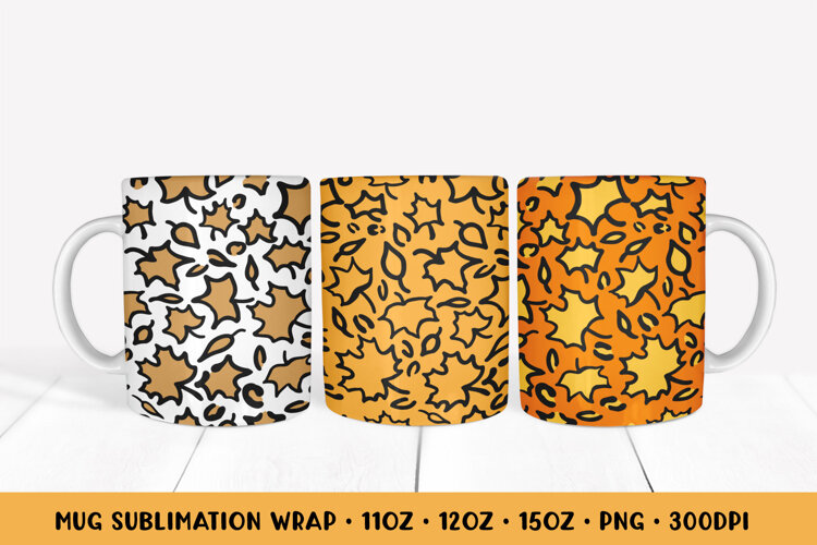 Fall Leopard Mug Wrap Sublimation Design. Autumn Mug Wrap 42 example image 1
