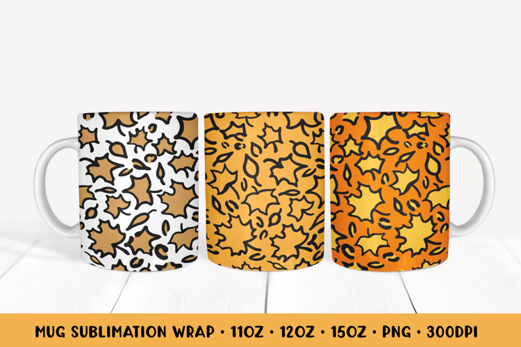 Fall Leopard Mug Wrap Sublimation Design. Autumn Mug Wrap 42