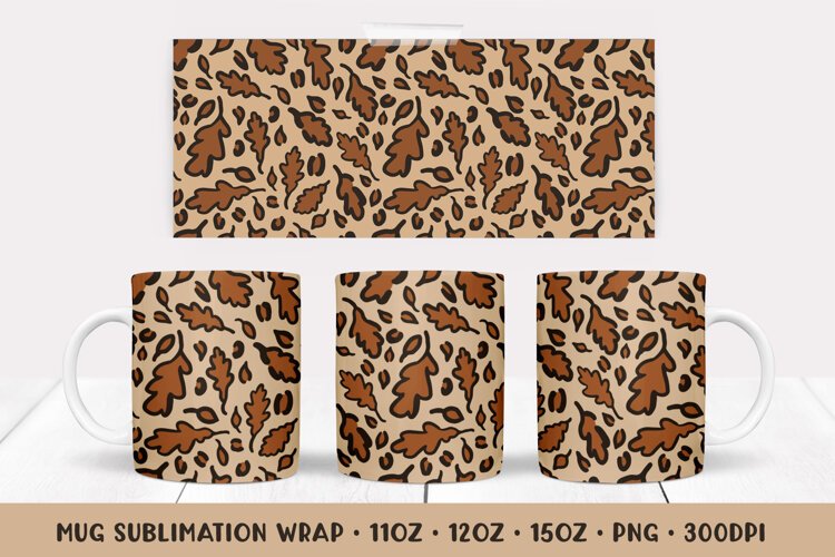 Fall Leopard Mug Wrap Sublimation Design. Autumn Mug Wrap 44 example image 1