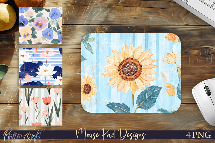 Sunflowers Floral Mouse Pad Designs | Botanical Desk Mats