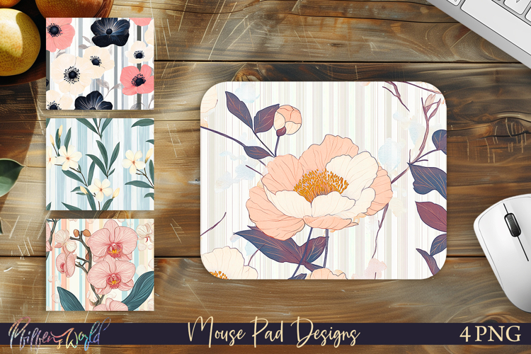 Vintage Floral Mouse Pad Designs | Botanical Desk Mats