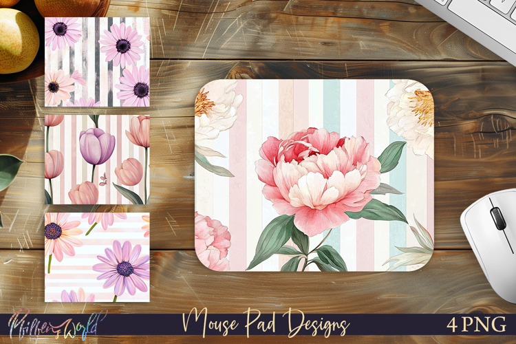 Peonies Floral Mouse Pad Designs | Botanical Desk Mats