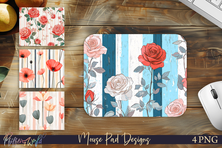 Roses Floral Mouse Pad Designs | Botanical Desk Mats