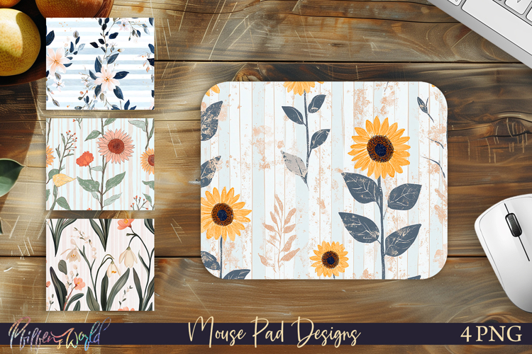 Rustic Floral Mouse Pad Designs | Botanical Desk Mats