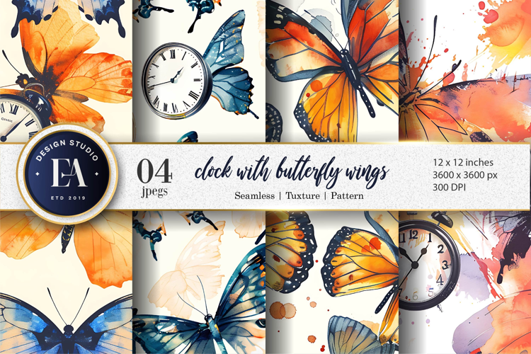 Floating Clocks Seamless Digital Paper