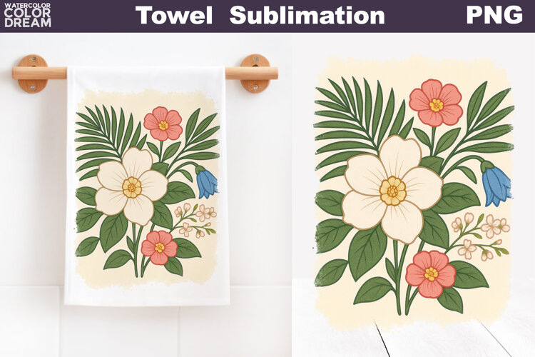 Tropical Floral Towel | Pastel Flowers Towel example image 1
