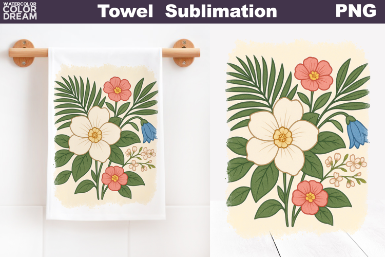 Tropical Floral Towel | Pastel Flowers Towel