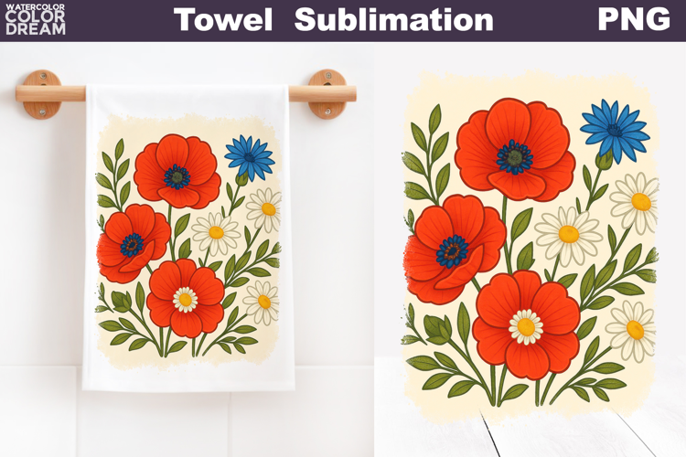 Wildflowers Towel | Poppies Daisy Towel