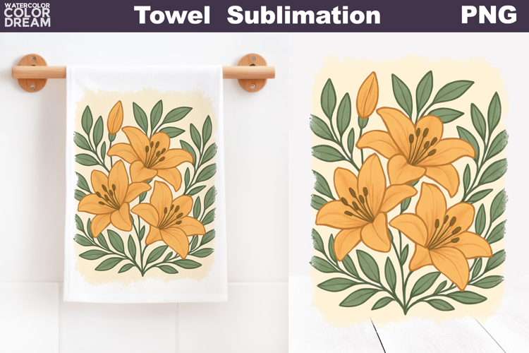 Yellow Lily Floral Towel | Vintage Flowers Towel