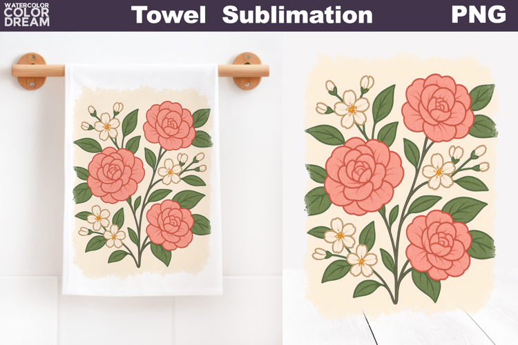 Pink Roses Floral Towel | Pastel Flowers Towel