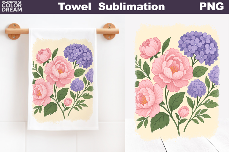 Pink Peonies Floral Towel | Pastel Flowers Towel