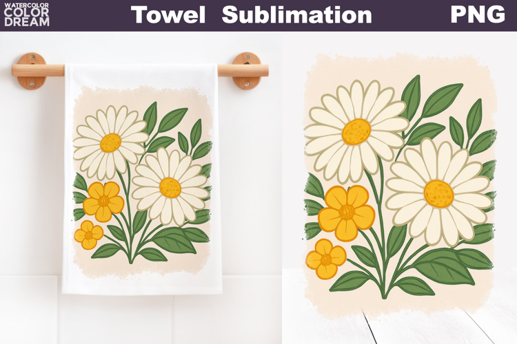 Daisy Floral Towel | Pastel Flowers Towel