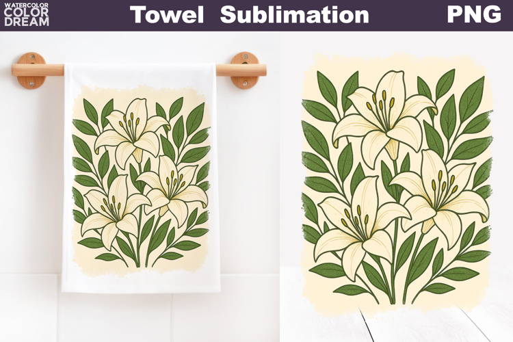 Lily Floral Towel | Pastel Flowers Towel