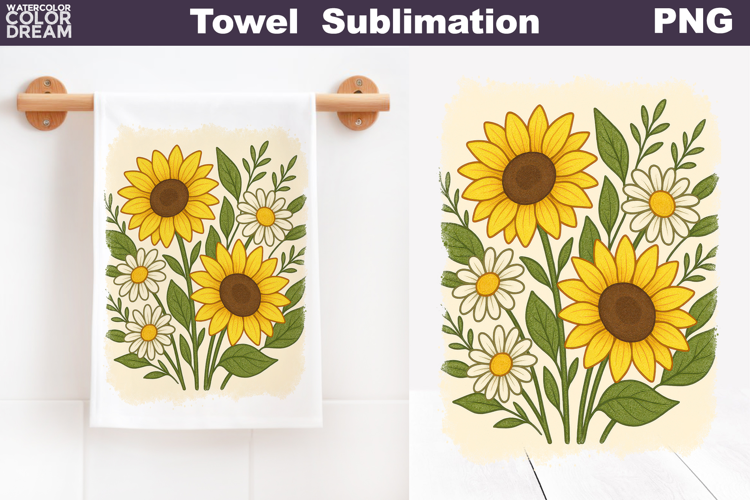 Daisy Sunflowers Towel | Pastel Flowers Towel
