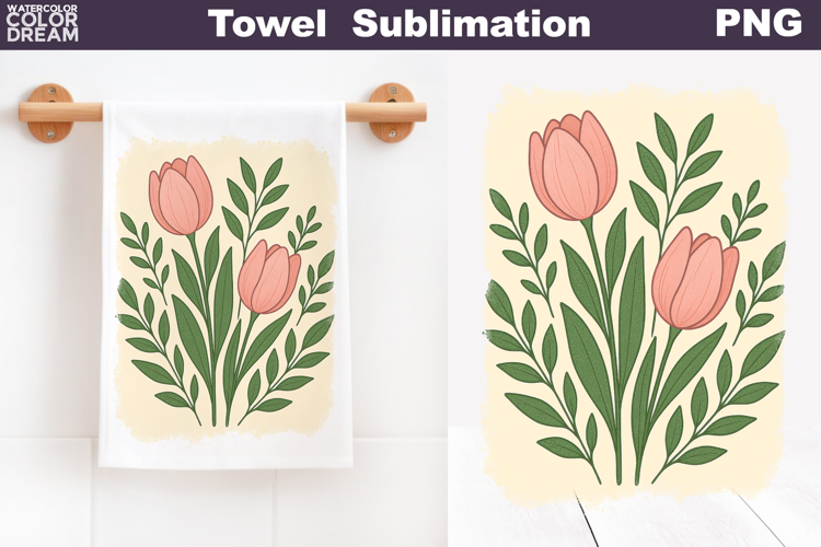 Pink Tulip Towel | Pastel Flowers Towel