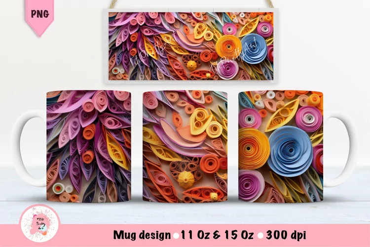 Floral 3D Mug Wrap For 11 oz and 15 oz