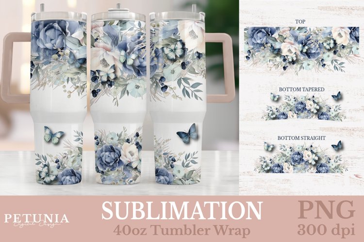 Floral 40 Oz Sublimation Tumbler Wrap Design being used as a 40 oz tumbler print