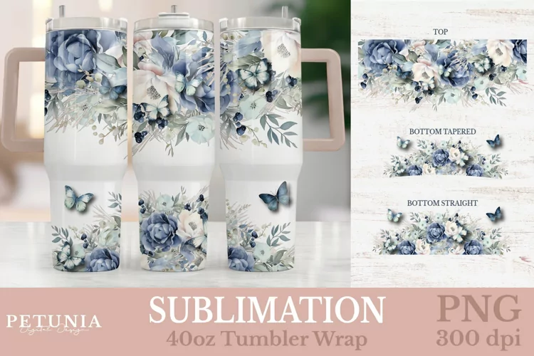 Floral Tumbler Wrap | 40Oz Sublimation Tumbler Wrap