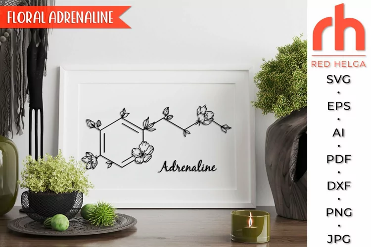 Floral Adrenaline SVG, Flower Molecule Cut File, Chemical