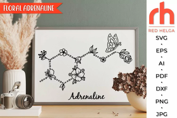 Floral Adrenaline SVG, Flower Molecule Cut File, Hormone DXF