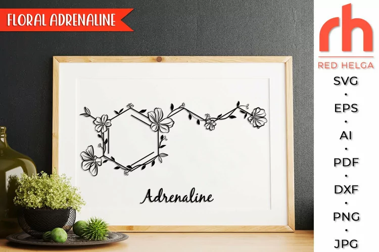 Floral Adrenaline SVG, Flower Molecule Cut File