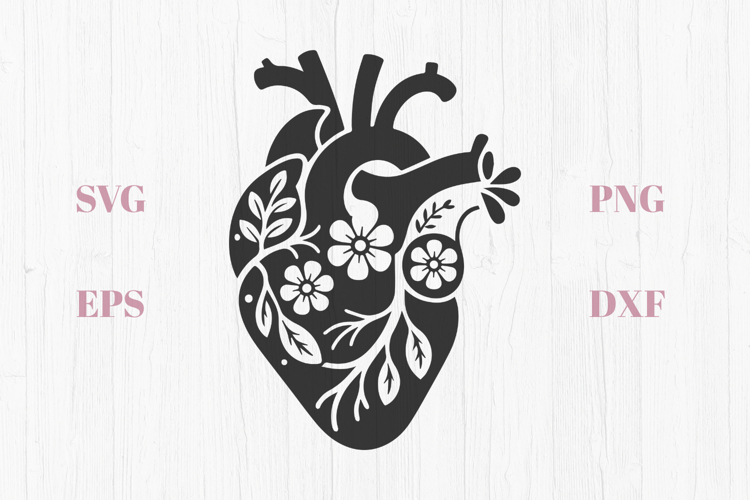 Anatomical Heart With Flowers Svg Image 4