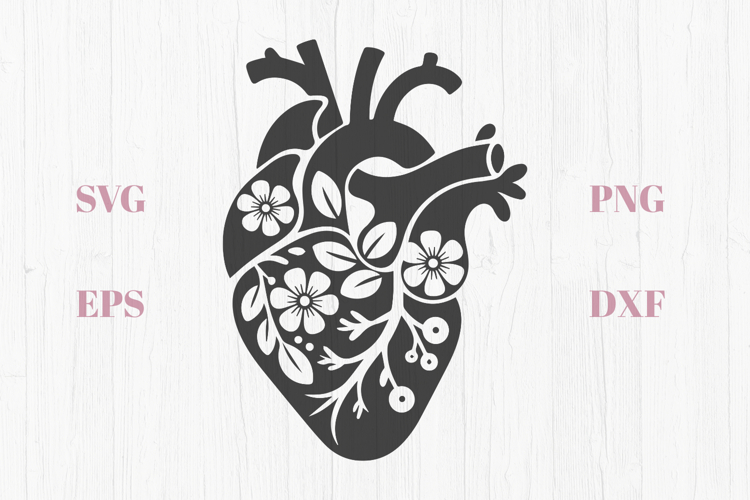 Realistic floral heart SVG