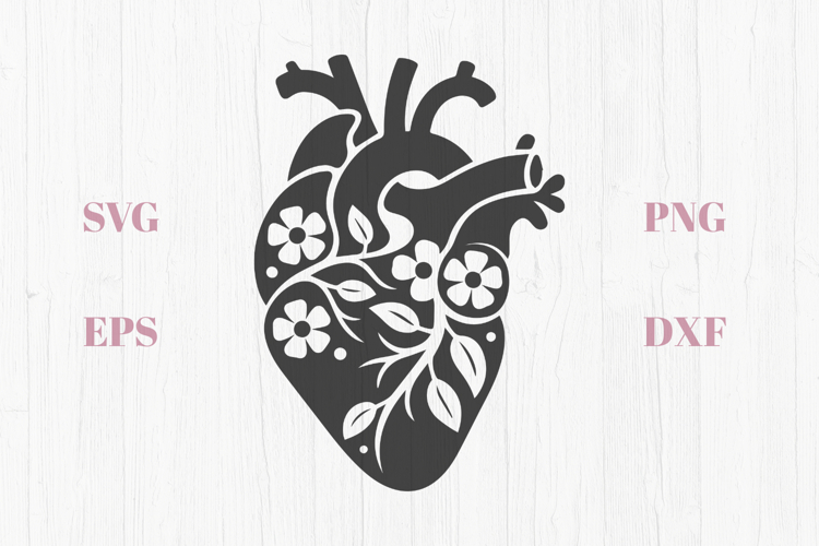 Realistic Heart with flowers SVG