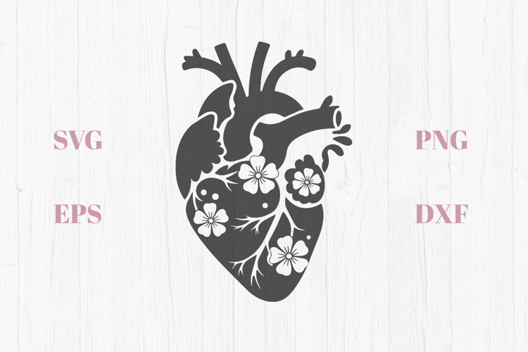 Heart with spring flowers SVG
