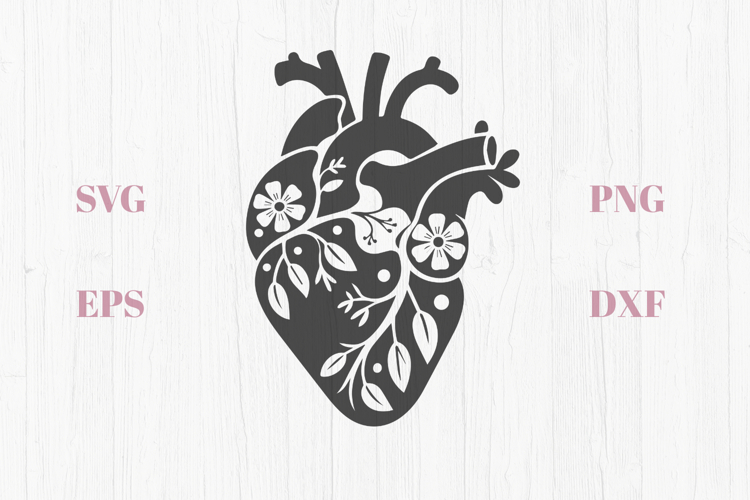 Heart with spring blossoms SVG