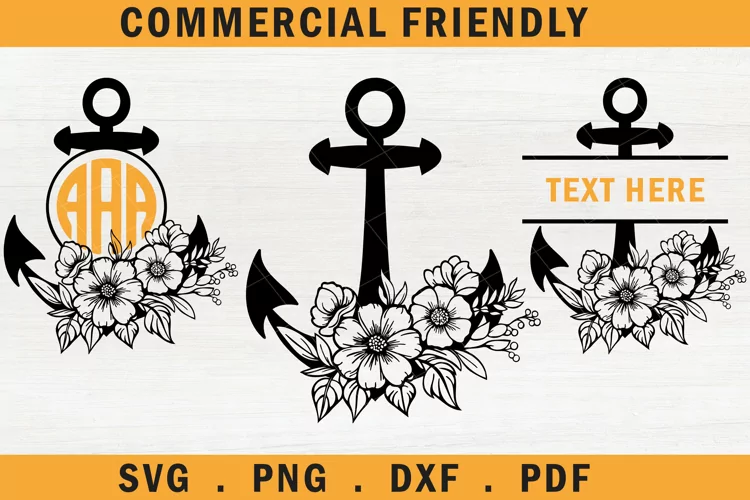 Flower anchor svg, floral anchor svg,anchor monogram svg