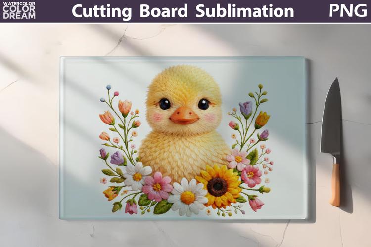 Floral Duckling Cutting Board | Farm Kitchen Sublimation