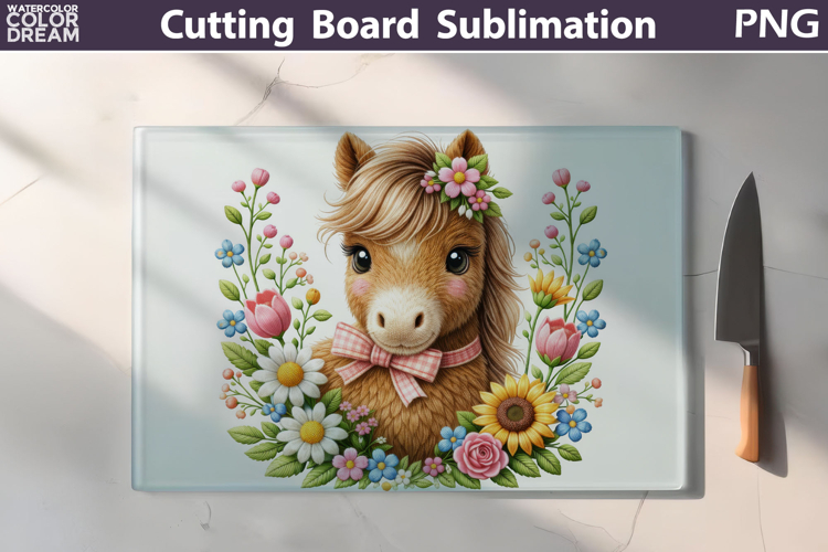 Floral Horse Cutting Board | Farm Animal Sublimation