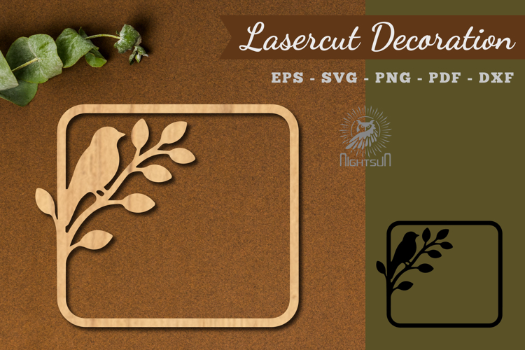 Floral Bird Frame Lasercut Decoration SVG example image 1
