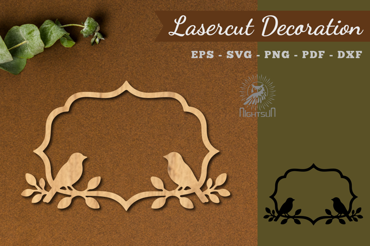Floral Bird Frame Lasercut Decoration SVG example image 1