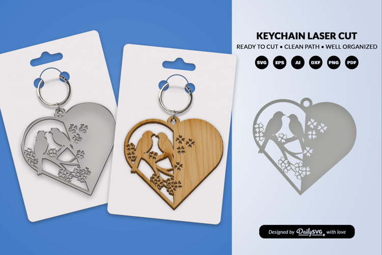 Floral Bird Keychain Laser Cut