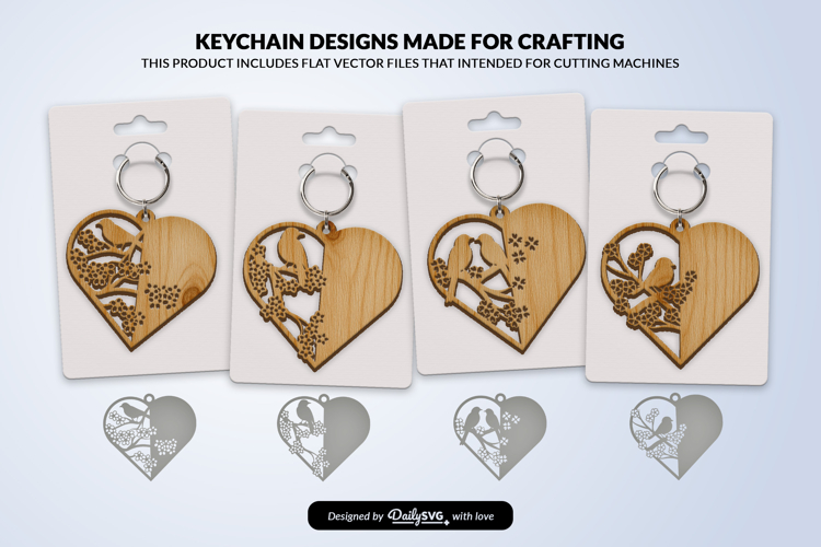 Floral Bird Keychain Laser Cut