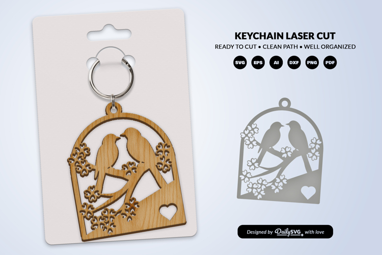 Floral Bird Keychain Laser Cut